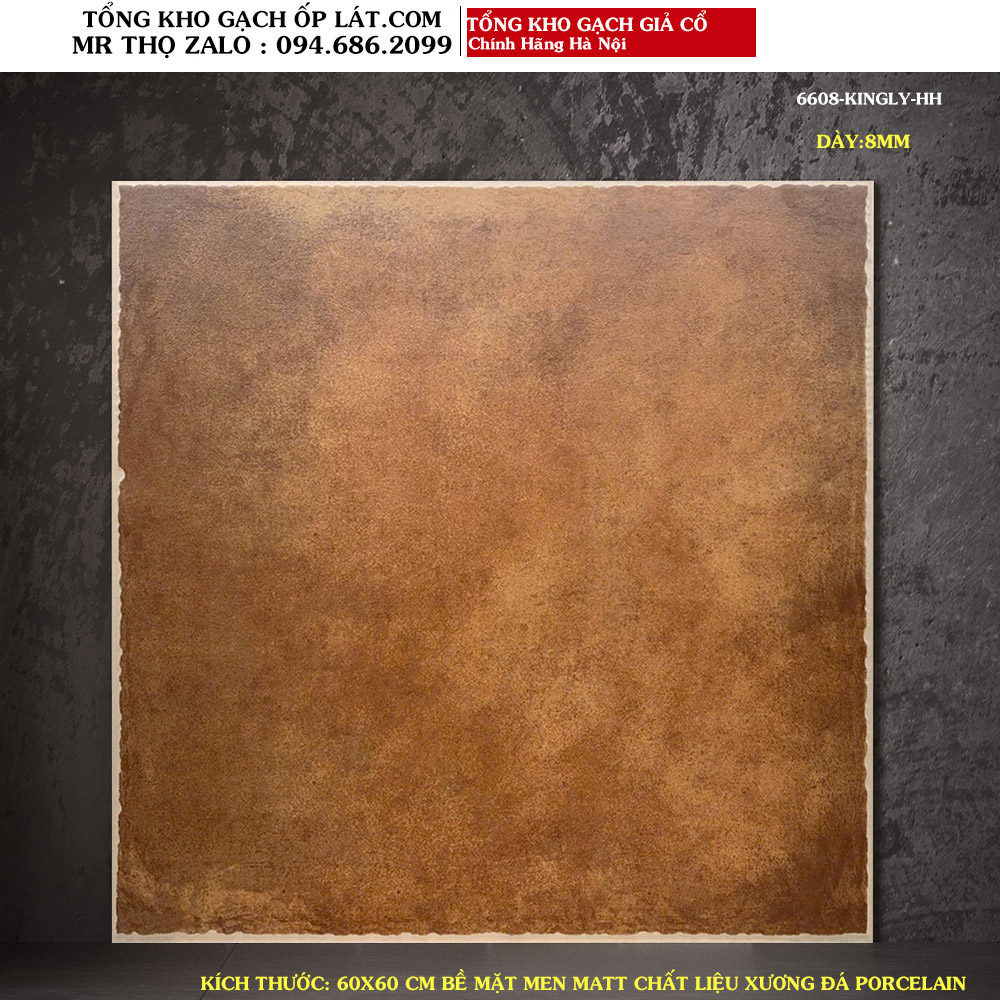 Gạch giả cổ lát nền 60x60 màu da bò 6608